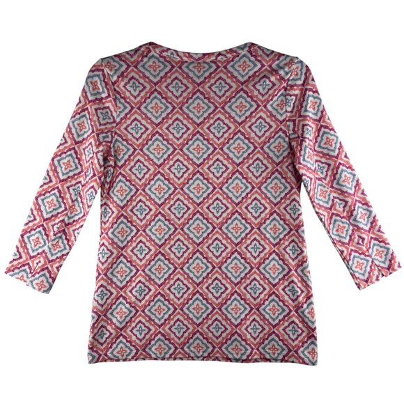 Style & Co. Womens XS Pima Cotton Top 3/4 Sleeve Simple Rose - Picture 2 of 9